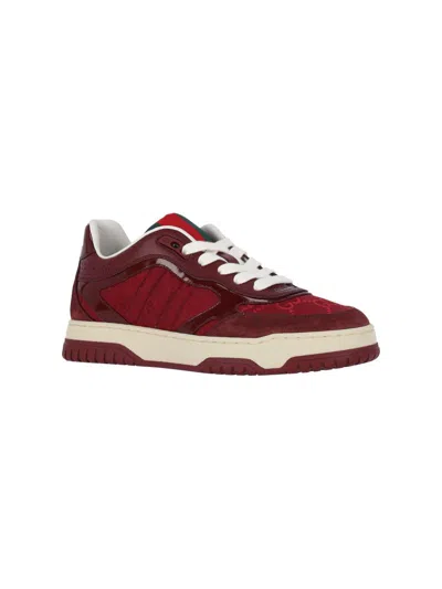 Gucci Re-web Style Sneakers Contrast Sole In Red