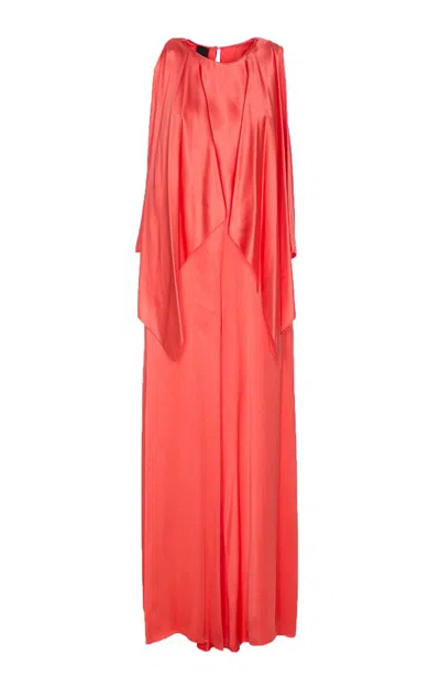 Pinko Red Dress With Round Neckline And Ruffle Details In Red