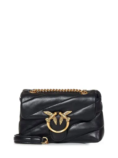 Pinko Love Mini Puff Leather Crossbody Bag In Black