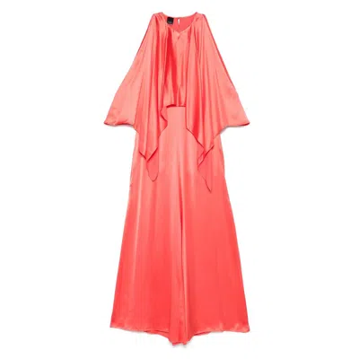Pinko Red Dress With Round Neckline And Ruffle Details In Red