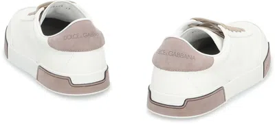 Dolce & Gabbana Portofino Yatch Sneakers In Calfskin Color White And Dove Grey In White