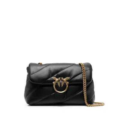 Pinko Love Mini Puff Leather Crossbody Bag In Black