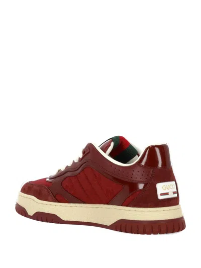 Gucci Re-web Style Sneakers Contrast Sole In Red
