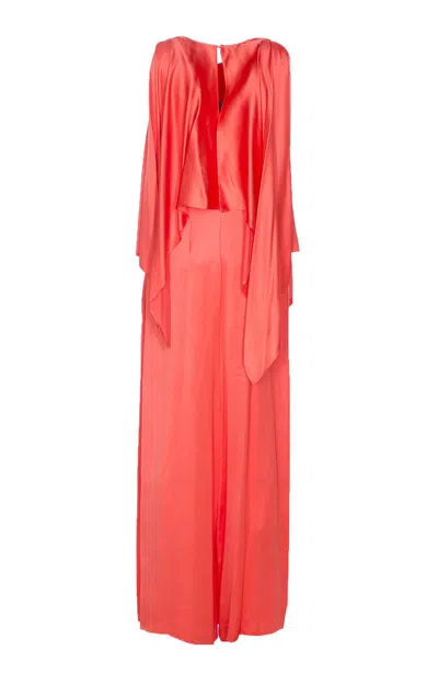 Pinko Red Dress With Round Neckline And Ruffle Details In Red