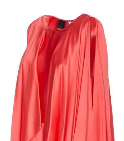 Pinko Red Dress With Round Neckline And Ruffle Details In Red