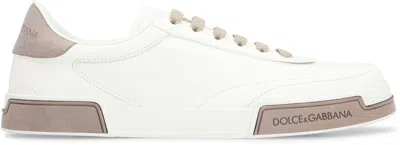 Dolce & Gabbana Portofino Yatch Sneakers In Calfskin Color White And Dove Grey In White