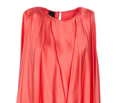 Pinko Red Dress With Round Neckline And Ruffle Details In Red