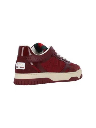 Gucci Re-web Style Sneakers Contrast Sole In Red