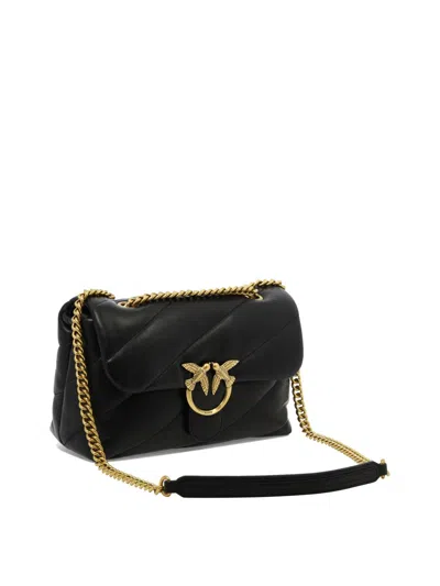 Pinko Love Mini Puff Leather Crossbody Bag In Black