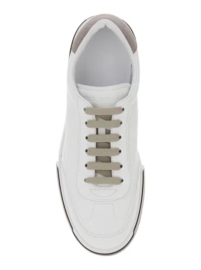 Dolce & Gabbana Portofino Yatch Sneakers In Calfskin Color White And Dove Grey In White