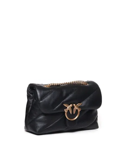 Pinko Love Mini Puff Leather Crossbody Bag In Black