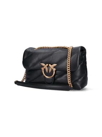 Pinko Love Mini Puff Leather Crossbody Bag In Black