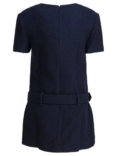 Self-portrait Textured Boucle Mini Dress In Blue