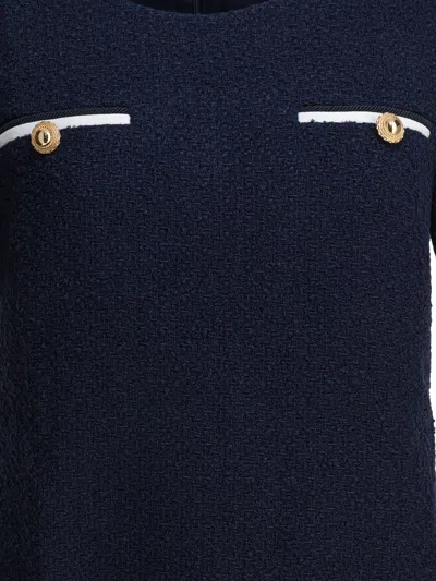 Self-portrait Textured Boucle Mini Dress In Blue