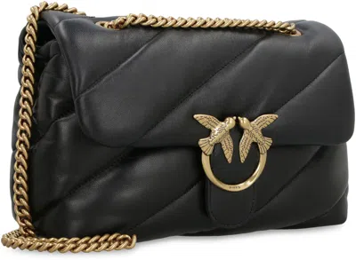 Pinko Love Mini Puff Leather Crossbody Bag In Black