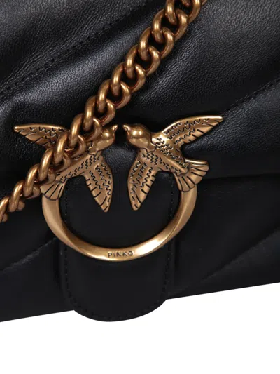 Pinko Love Mini Puff Leather Crossbody Bag In Black