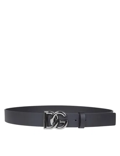Dolce & Gabbana Black Belt With Dg Logo Detail In Black