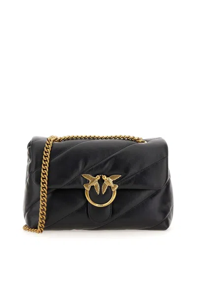 Pinko Love Mini Puff Leather Crossbody Bag In Black