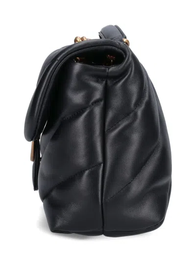 Pinko Love Mini Puff Leather Crossbody Bag In Black