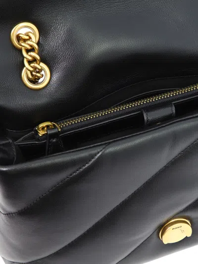 Pinko Love Mini Puff Leather Crossbody Bag In Black