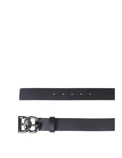 Dolce & Gabbana Black Belt With Dg Logo Detail In Black