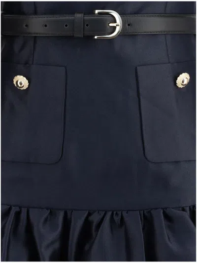 Self-portrait Crew Neck Taffeta Mini Dress With Ruffled Hem