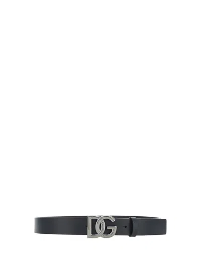 Dolce & Gabbana Black Belt With Dg Logo Detail In Black