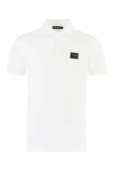 Dolce & Gabbana Cotton Piqué Polo-shirt With Branded Tag In White