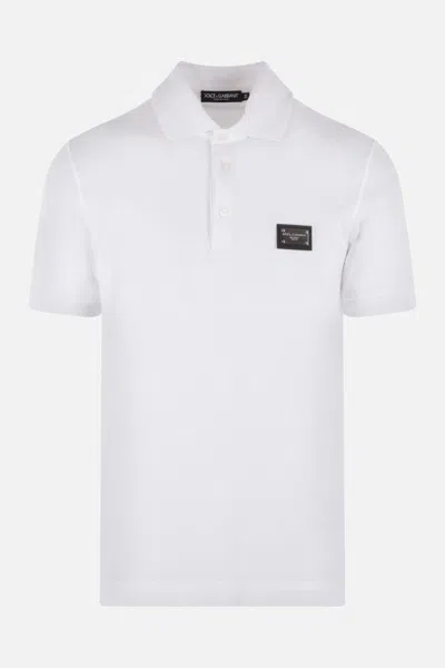 Dolce & Gabbana Cotton Piqué Polo-shirt With Branded Tag In White