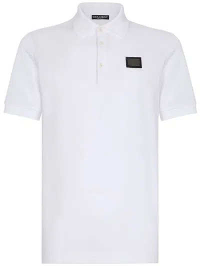 Dolce & Gabbana Cotton Piqué Polo-shirt With Branded Tag In White