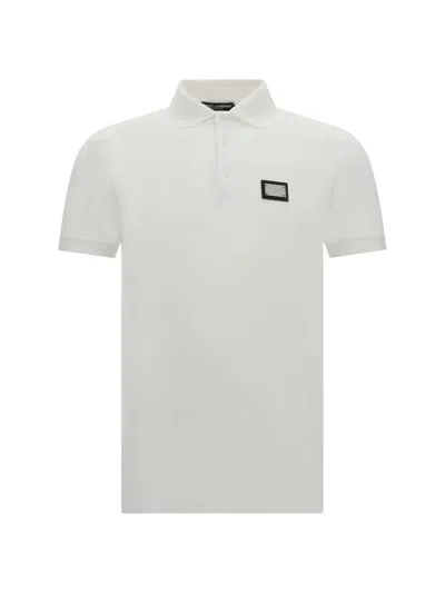 Dolce & Gabbana Cotton Piqué Polo-shirt With Branded Tag In White