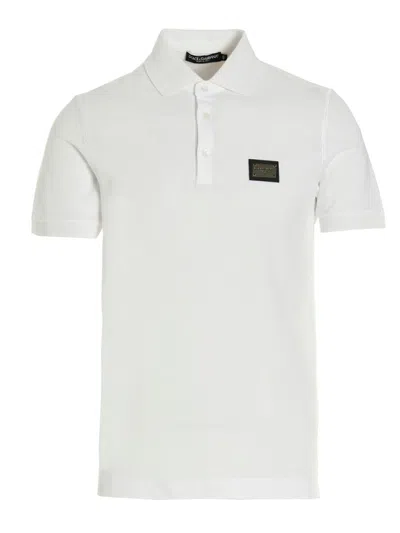 Dolce & Gabbana Cotton Piqué Polo-shirt With Branded Tag In White