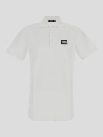 Dolce & Gabbana Cotton Piqué Polo-shirt With Branded Tag In White