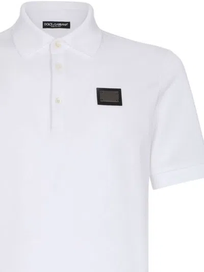 Dolce & Gabbana Cotton Piqué Polo-shirt With Branded Tag In White