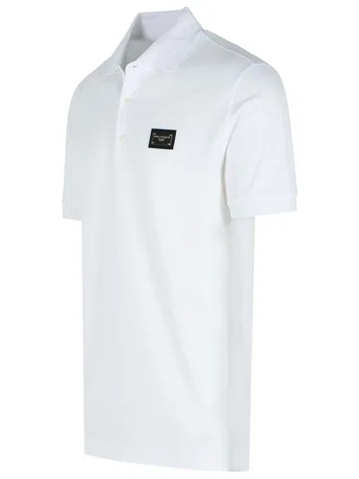 Dolce & Gabbana Cotton Piqué Polo-shirt With Branded Tag In White