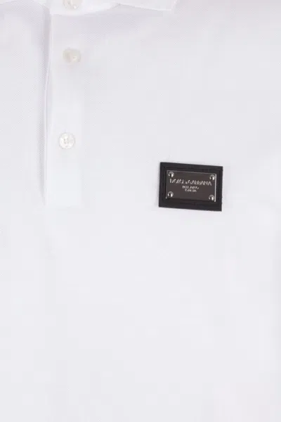 Dolce & Gabbana Cotton Piqué Polo-shirt With Branded Tag In White