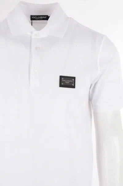 Dolce & Gabbana Cotton Piqué Polo-shirt With Branded Tag In White