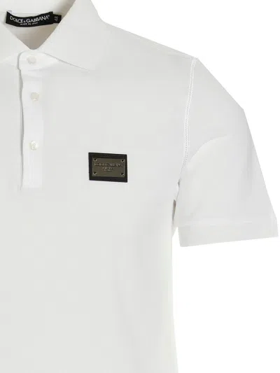 Dolce & Gabbana Cotton Piqué Polo-shirt With Branded Tag In White