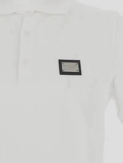 Dolce & Gabbana Cotton Piqué Polo-shirt With Branded Tag In White