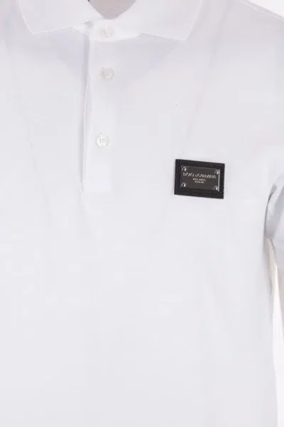 Dolce & Gabbana Cotton Piqué Polo-shirt With Branded Tag In White
