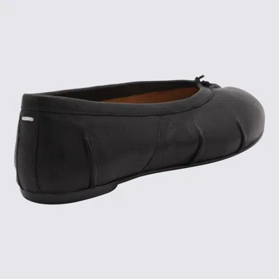 Maison Margiela Black Leather Tabi Ballerinas With Signature Detailing In Black