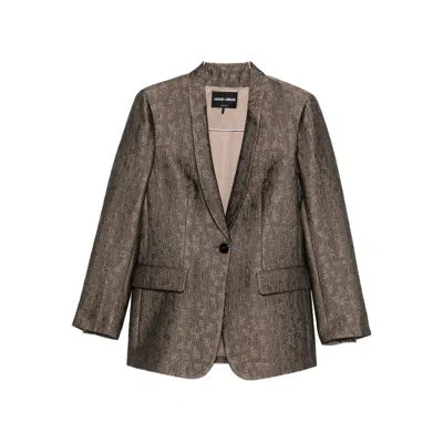 Giorgio Armani Single-button Blazer In Brown