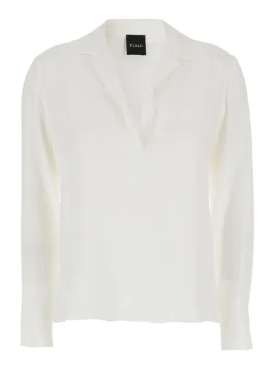 Plain Polo Neck  Blouse In Neutral