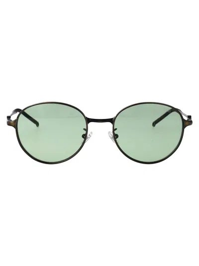 Diesel Brushed Light Grey Green Metal Sunglasses In Green