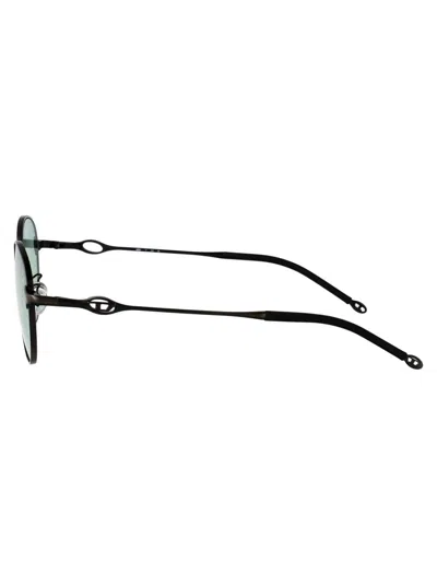 Diesel Brushed Light Grey Green Metal Sunglasses In Green