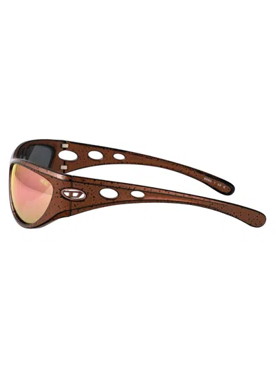 Diesel Bronze Barrelling Black Acetate Sunglasses In Brown