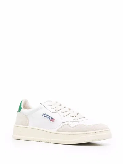 Autry Low-top Sneakers With Mixed Textures And Contrast Heel Tab In White