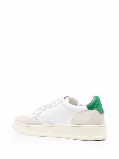Autry Low-top Sneakers With Mixed Textures And Contrast Heel Tab In White
