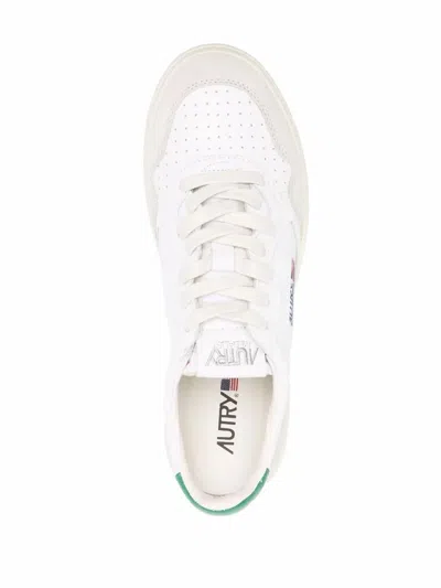 Autry Low-top Sneakers With Mixed Textures And Contrast Heel Tab In White