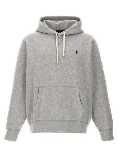 Polo Ralph Lauren Classic Pullover Hoodie With Drawstring In Gray
